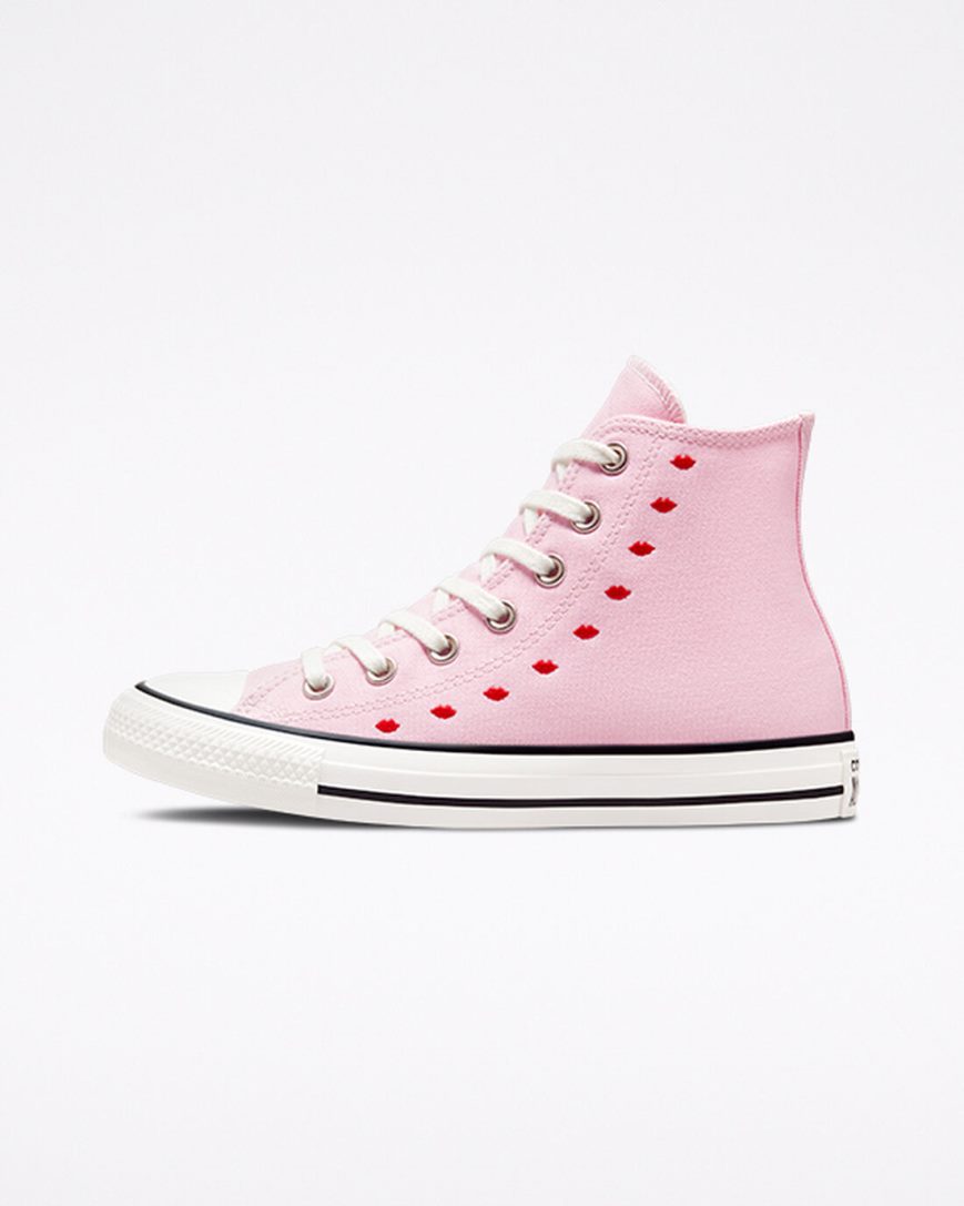 Women's Converse Chuck Taylor All Star Embroidered Lips High Top Shoes Pink / White | AU 93CE1P